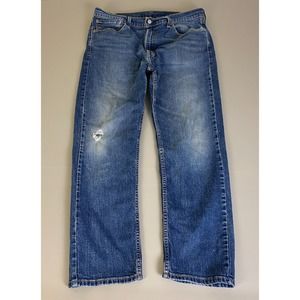 Levi's 505 Regular Fit Jeans Men's Size 38x30 (Fit 36x28) Blue Distressed‎ Denim